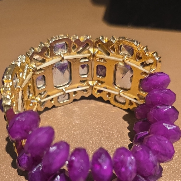 Source Unknown Purple and Gold Statement Bracelet - Picture 3 of 4